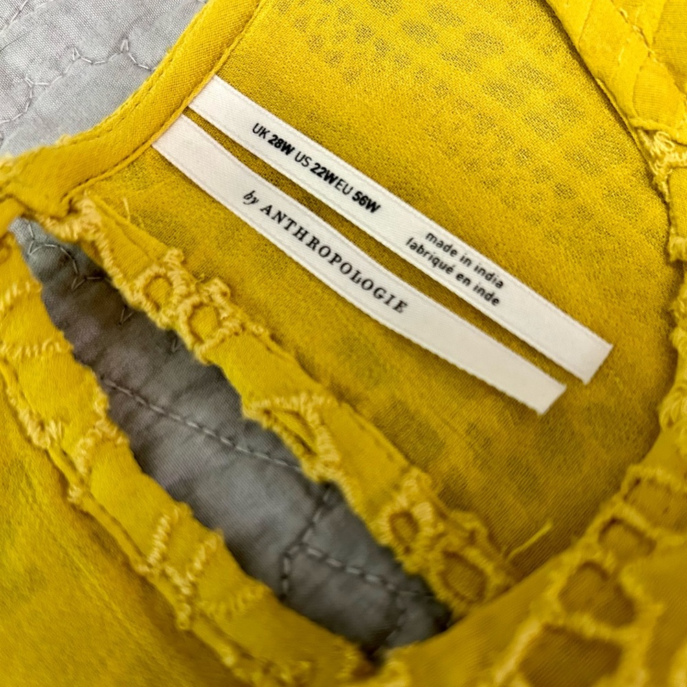 Anthropologie Yellow Lace Blouse - Picture 5 of 7